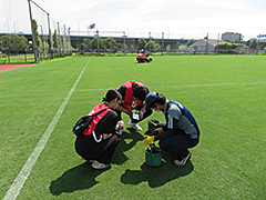 「芝」の育成指導の様子