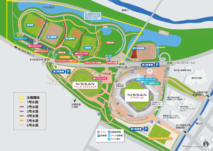 新横浜公園内水路地図